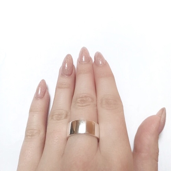 New! Unisex S925 Sterling Silver High Polish Thick Adjustable Band - Picture 1 of 10